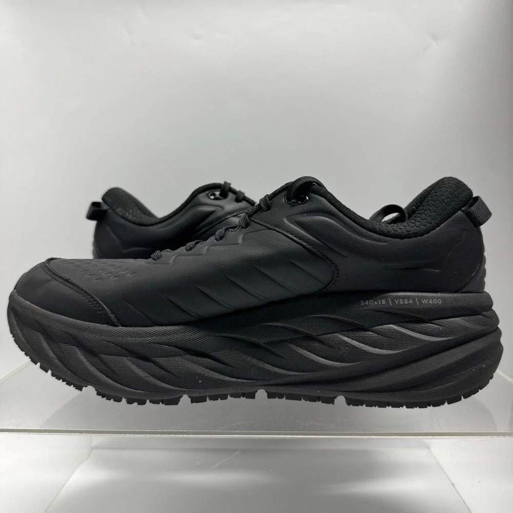 Hoka One One Bondi SR Black 1110520 BBLC Slip Resistant Leather Men's Size 11.5